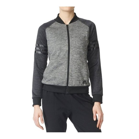 🌼HP🌼 Adidas Women's ClimaWarm Full Zip Heather Gray/Black Fleece Jacket - M - Picture 4 of 11